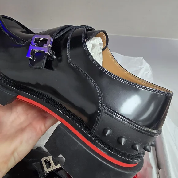 Christian Louboutin Black Calfskin Our Georges Men's Leather Loafers 44 - Picture 5 of 12